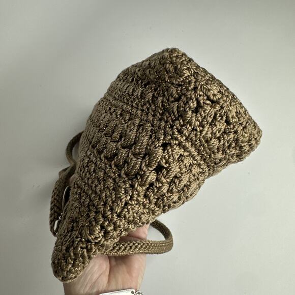 The Sak Vintage Crochet Shoulder Small Bag Boho Braided Handles Brown Neutral - Picture 9 of 16